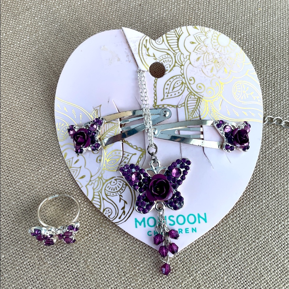 Accessorize Butterfly Pendant Necklace Set